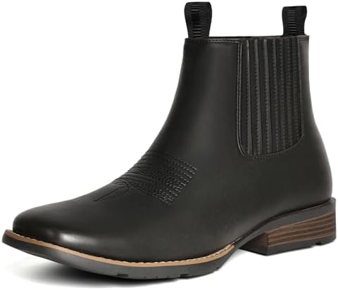 Cowboy Boots For Men Square Toe Ankle Boots