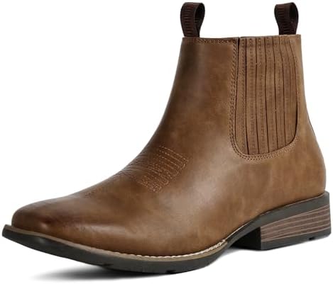 Cowboy Boots For Men Square Toe Ankle Boots
