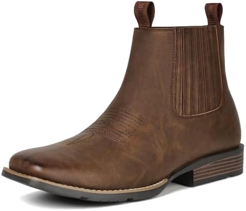 Cowboy Boots For Men Square Toe Ankle Boots