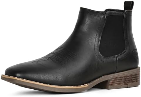 Cowboy Boots For Men Square Toe Chelsea Ankle Boots Casual Western