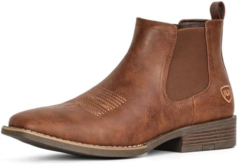 Cowboy Boots For Men Square Toe Chelsea Ankle Boots Casual Western