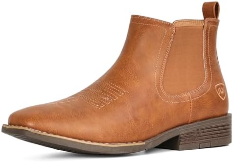 Cowboy Boots For Men Square Toe Chelsea Ankle Boots Casual Western