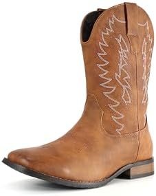 Cowboy Boots For Men Square Toe Classic Western Boots