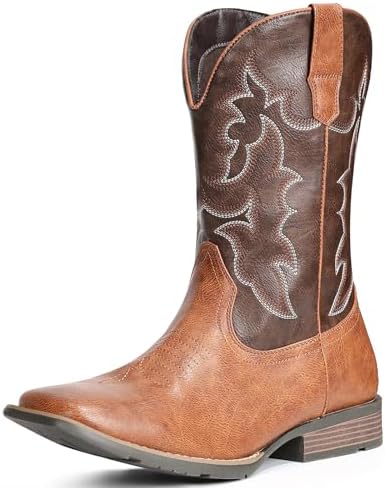 Cowboy Boots For Men Square Toe Western Boot with Classic