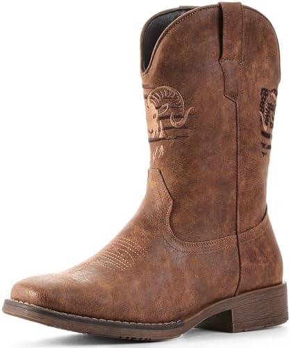 Cowboy Boots for Men Square Toe Western Boots