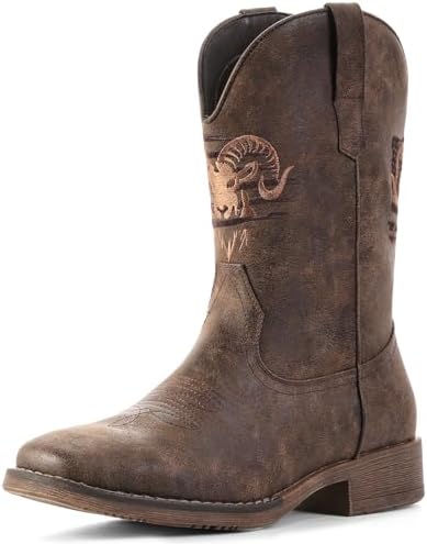 Cowboy Boots for Men Square Toe Western Boots