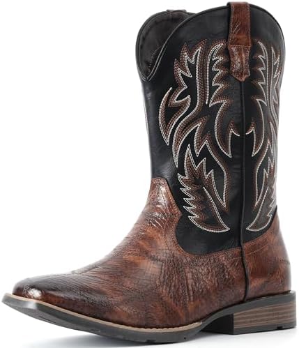 Cowboy Boots For Men Square Toe Western Retro Boot Durable Classic