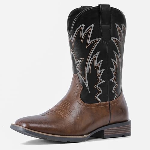 Cowboy Boots For Men Western Ostrich Wide Embroidered Pull On