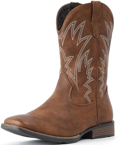 Cowboy Boots For Men Western Ostrich Wide Embroidered Pull On