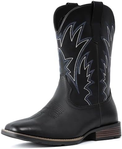 Cowboy Boots For Men Western Ostrich Wide Embroidered Pull On