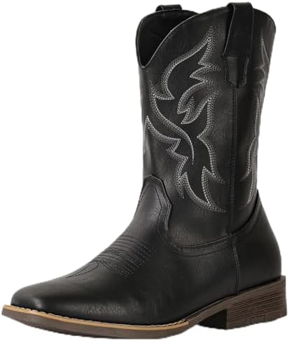 Cowboy Boots For Men Wide Square Toe