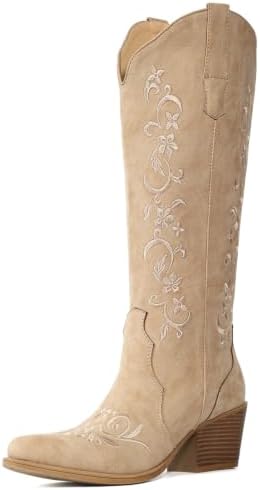 Cowboy Boots for Women Knee High Cowgirl Boots, Embroidered