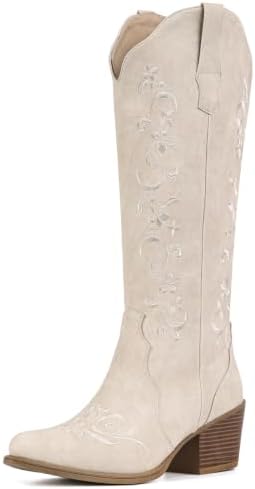 Cowboy Boots for Women Knee High Cowgirl Boots, Embroidered