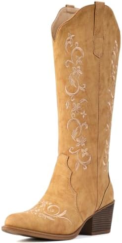 Cowboy Boots for Women Knee High Cowgirl Boots, Embroidered