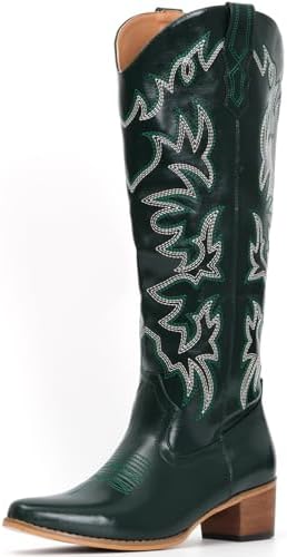 Cowboy Boots For Women Knee High Western Cowgirl Boots Snip Toe