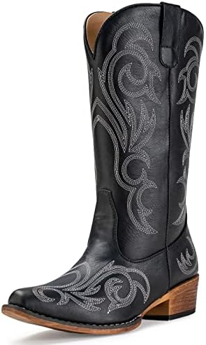 Cowboy Boots For Women Mid Calf Cowgirl Boots Pointy Toe Western