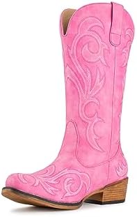 Cowboy Boots For Women Mid Calf Cowgirl Boots Pointy Toe Western