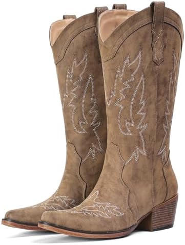 Cowboy Boots for Women Mid Calf Cowgirl Western Boots