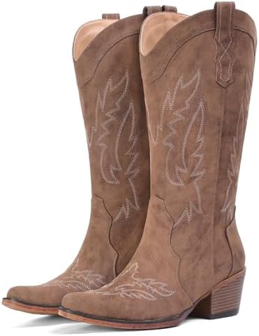 Cowboy Boots for Women Mid Calf Cowgirl Western Boots