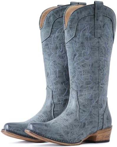 Cowboy Boots for Women Mid Calf Fashion Cowgirl Boots Western Snip