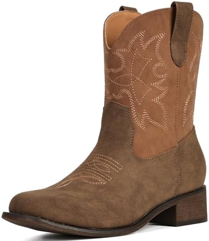 Cowboy Boots for Women Square Toe Ankle Western Cowgirl Booties