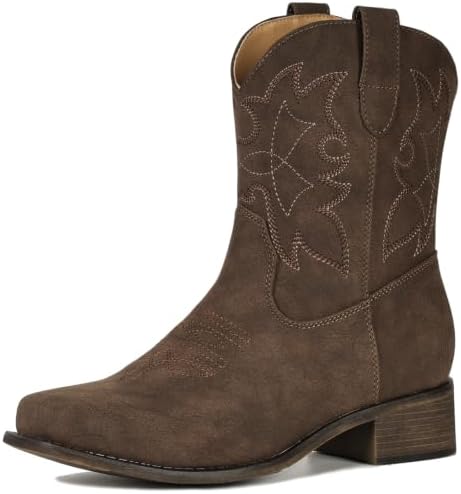 Cowboy Boots for Women Square Toe Ankle Western Cowgirl Booties