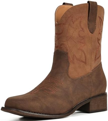 Cowboy Boots for Women Square Toe Ankle Western Cowgirl Booties