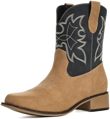 Cowboy Boots for Women Square Toe Ankle Western Cowgirl Booties