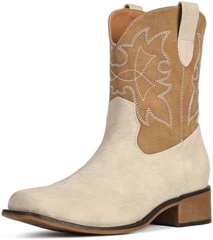 Cowboy Boots for Women Square Toe Ankle Western Cowgirl Booties