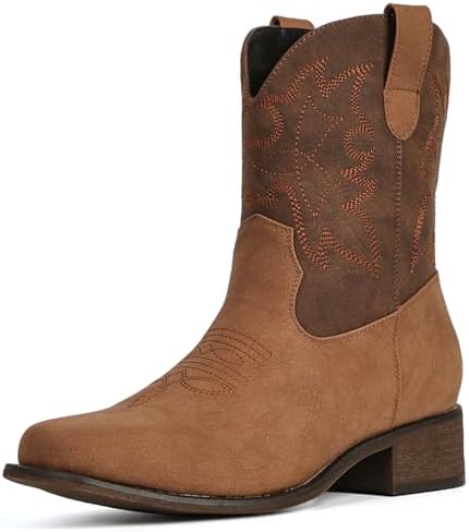 Cowboy Boots for Women Square Toe Ankle Western Cowgirl Booties