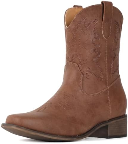 Cowboy Boots for Women Square Toe Ankle Western Cowgirl Booties