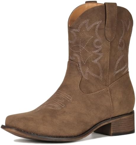 Cowboy Boots for Women Square Toe Ankle Western Cowgirl Booties