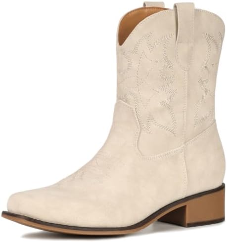 Cowboy Boots for Women Square Toe Ankle Western Cowgirl Booties