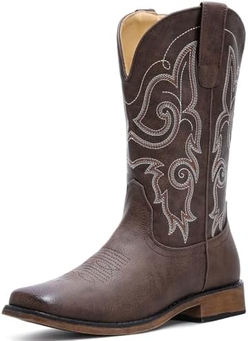 Cowboy Boots For Women Square Toe Cowgirl Wide Mid Calf Western
