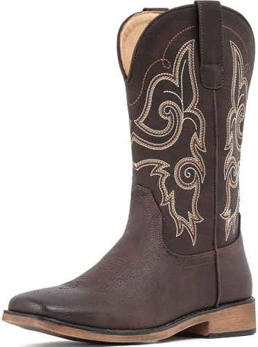 Cowboy Boots For Women Square Toe Cowgirl Wide Mid Calf Western