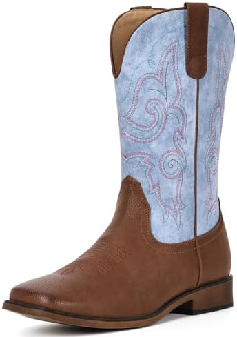 Cowboy Boots For Women Square Toe Cowgirl Wide Mid Calf Western