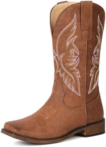 Cowboy Boots For Women Square Toe Western Boots Mid Calf Cowgirl