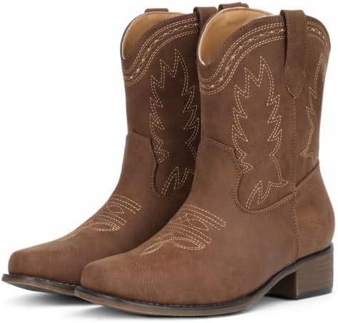 Cowboy Boots for Women Square Toe Wide Ankle Western Cowgirl Boots