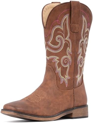 Cowboy Boots For Women Square Toe Wide Western Boots Mid Calf