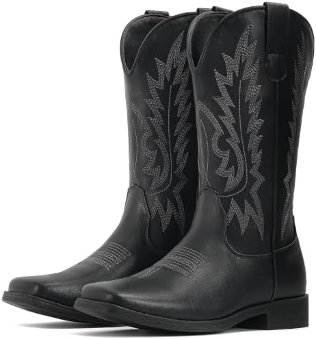 Cowboy Boots For Women Square Toe Wide Western Mid Calf Cowgirl