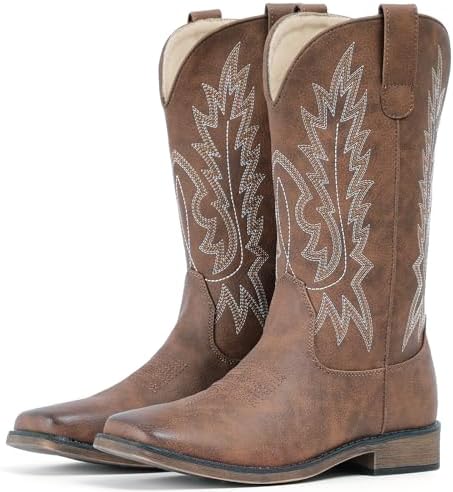 Cowboy Boots For Women Square Toe Wide Western Mid Calf Cowgirl