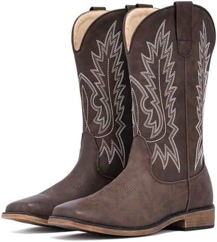 Cowboy Boots For Women Square Toe Wide Western Mid Calf Cowgirl