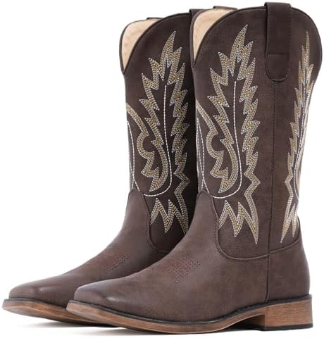 Cowboy Boots For Women Square Toe Wide Western Mid Calf Cowgirl