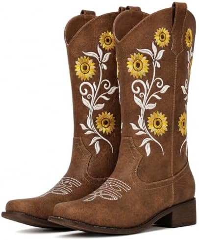 Cowboy Boots For Women Sunflower Square Toe Western Cowgirl Boots