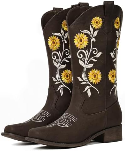 Cowboy Boots For Women Sunflower Square Toe Western Cowgirl Boots