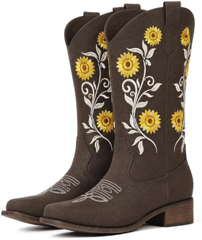 Cowboy Boots For Women Sunflower Square Toe Western Cowgirl Boots
