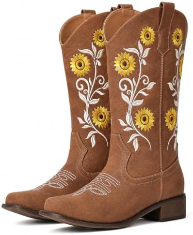 Cowboy Boots For Women Sunflower Square Toe Western Cowgirl Boots