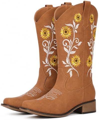 Cowboy Boots For Women Sunflower Square Toe Western Cowgirl Boots