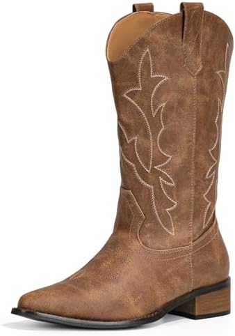Cowboy Boots for Women Western Cowgirl Boots Mid Calf Pointed Toe