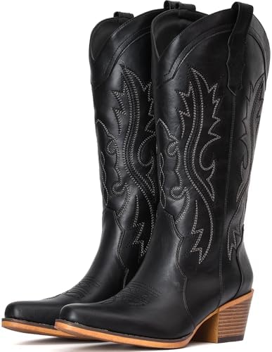 Cowboy Boots For Women Western Cowgirl Boots Mid Calf Snip Toe